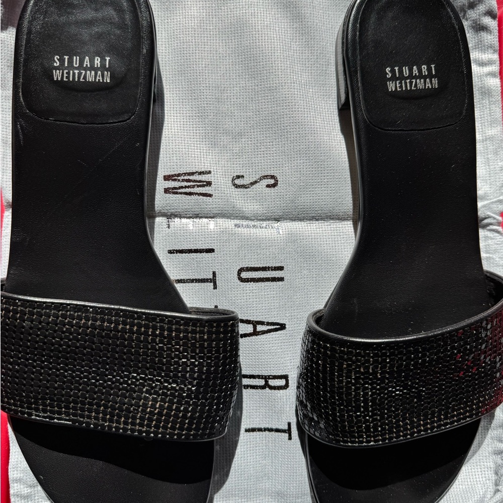 Stuart Weitzman Black Embellished Sandals